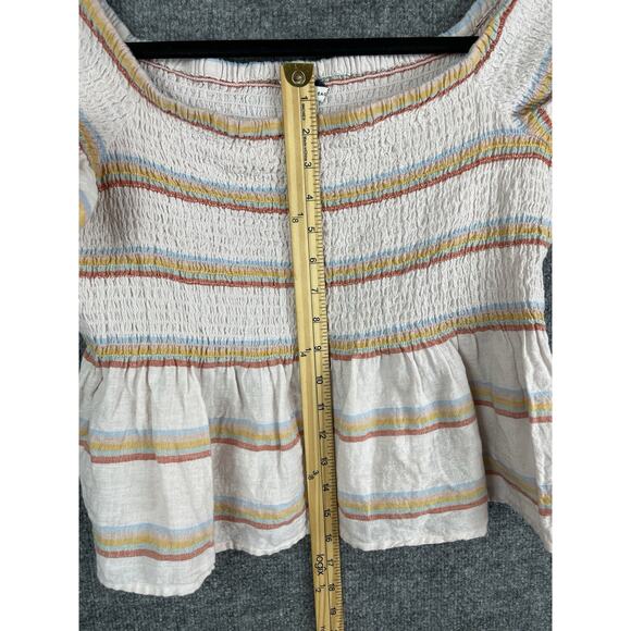 American Eagle Crop Top Off the Shoulder XL Smocked Multi Color - Picture 4 of 8